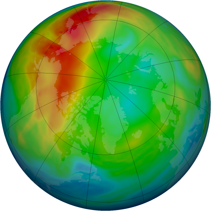 Arctic ozone map for 09 January 2008